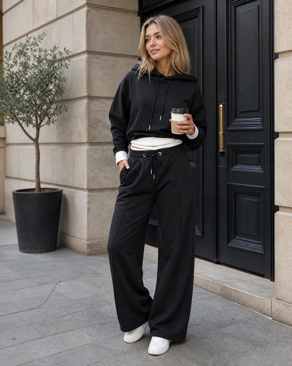 Women's Casual Wide Leg Lounge Set – Soft Cotton Blend Relaxed Fit Hoodie and Pants for Everyday Comfort