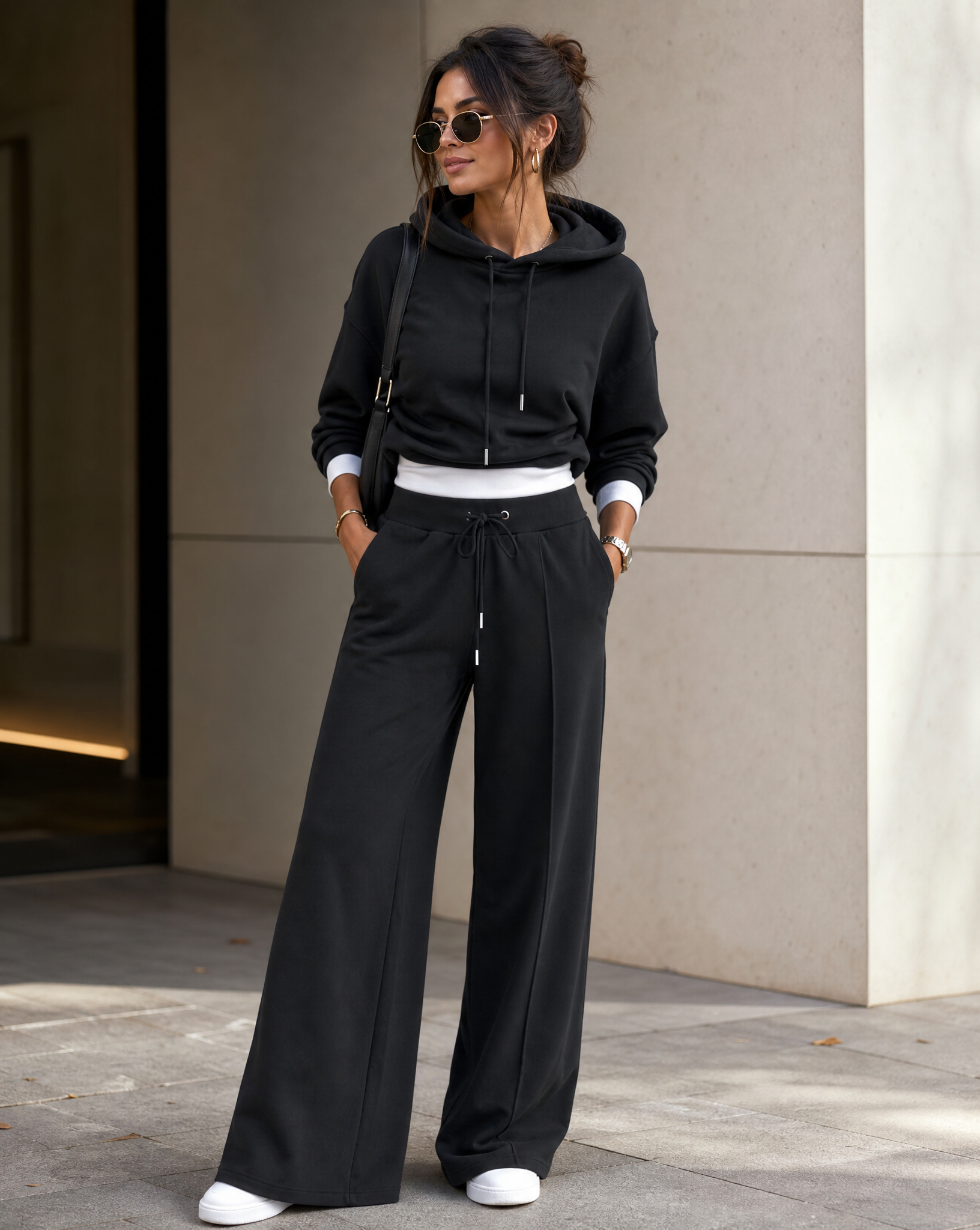 Women's Casual Wide Leg Lounge Set – Soft Cotton Blend Relaxed Fit Hoodie and Pants for Everyday Comfort