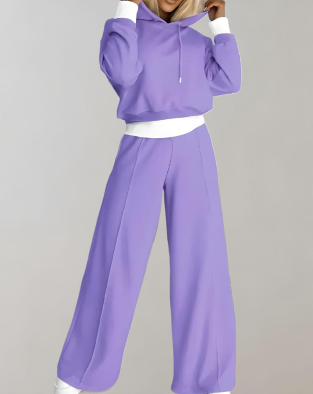 Women's Casual Wide Leg Lounge Set – Soft Cotton Blend Relaxed Fit Hoodie and Pants for Everyday Comfort